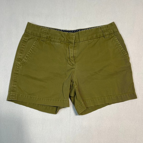 J Crew Chino City Fit Shorts Olive Green Women's Button Fly Cotton - Size 4 - Picture 2 of 9